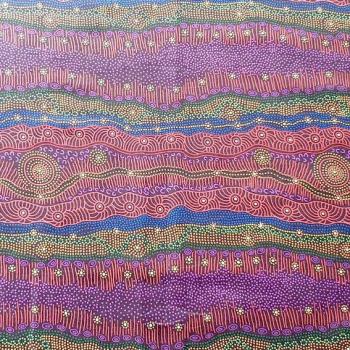 Preview: RED GATHERING BY THE CREEK Aborigines Stoff aus Australien